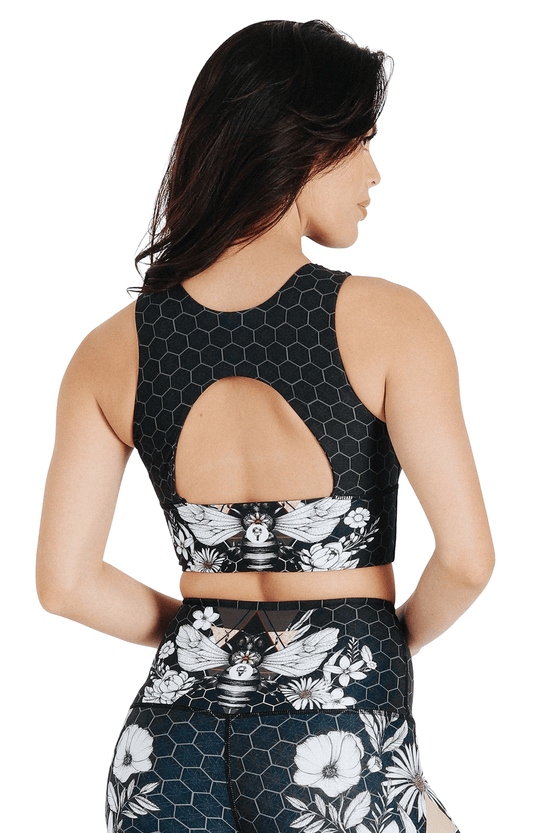 YOGA DEMOCRACY SPORTS BRA: BEELOVED BLACKOUT