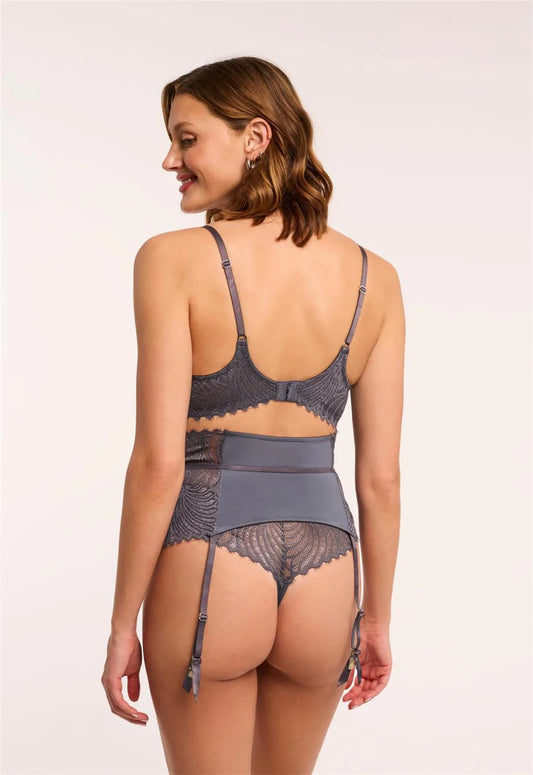 MONTELLE LIGHTS OUT WAIST CINCHER GARTER-BELT: MAGNET/SILVER