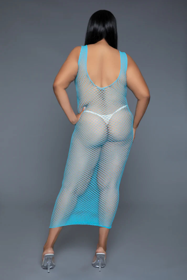 BEWICKED UNLEASH ME FISHNET MIDI DRESS: TURQUOISE