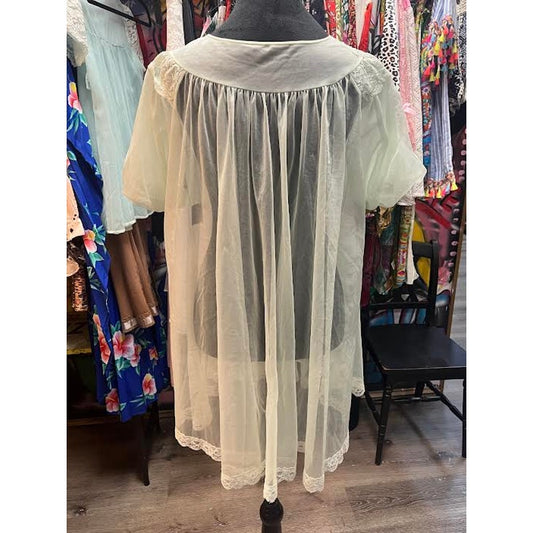 VINTAGE SHADOWLINE GREEN SHORT ROBE (PETITE S)