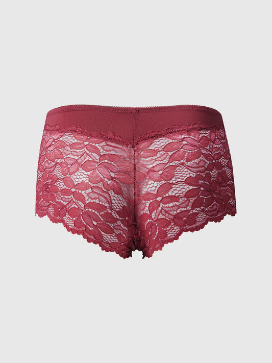 HOUSE OF DESIRE CAITLIN LACE BOYSHORT: RHUBARD RED