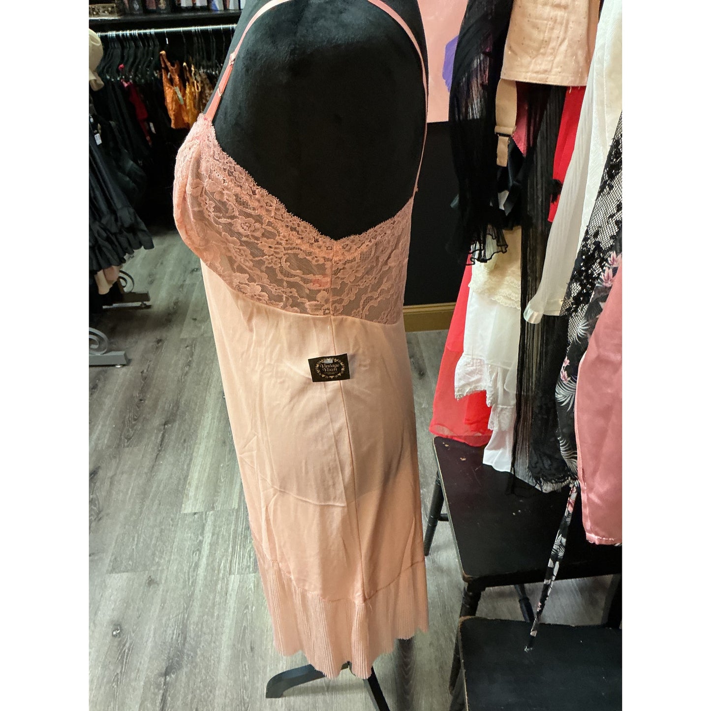 VINTAGE PEACH SLIP DRESS (SIZE SMALL)