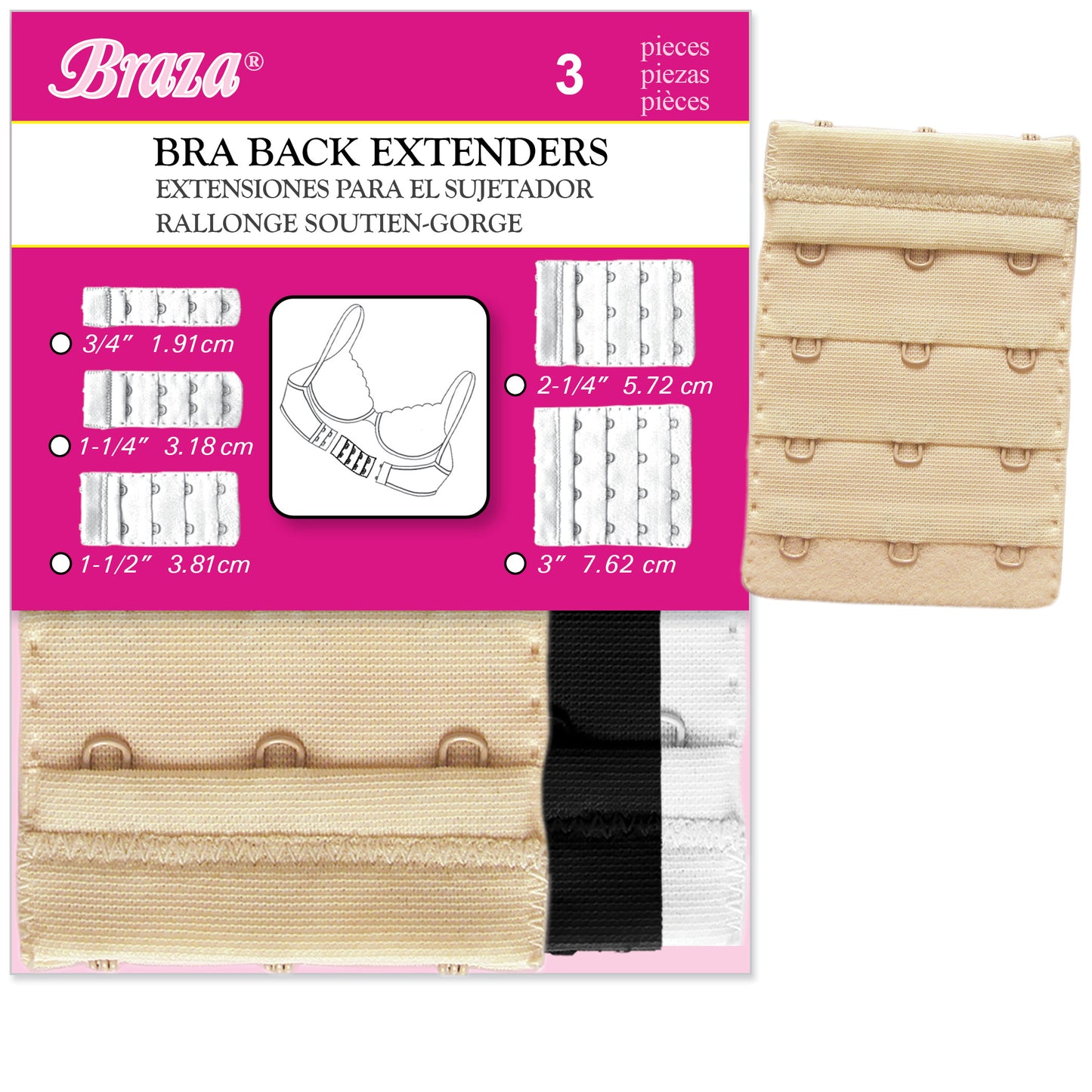 BRAZA 3-HOOK BRA EXTENDERS (3 PACK - BEIGE)
