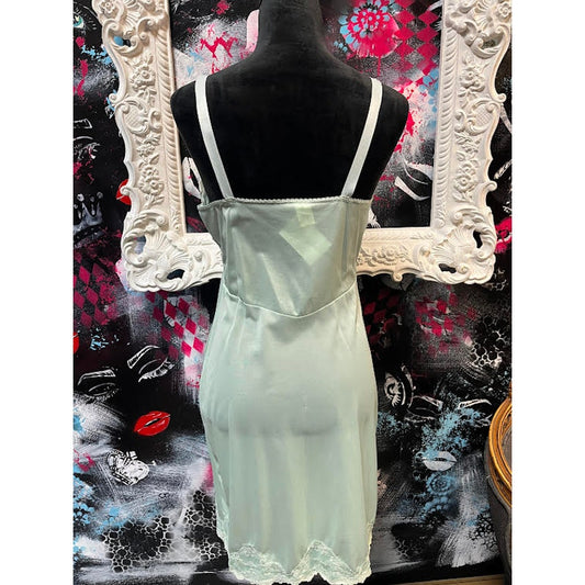 VINTAGE MOVIE STAR SEAFOAM GREEN SLIP DRESS (SIZE 34 BUST)