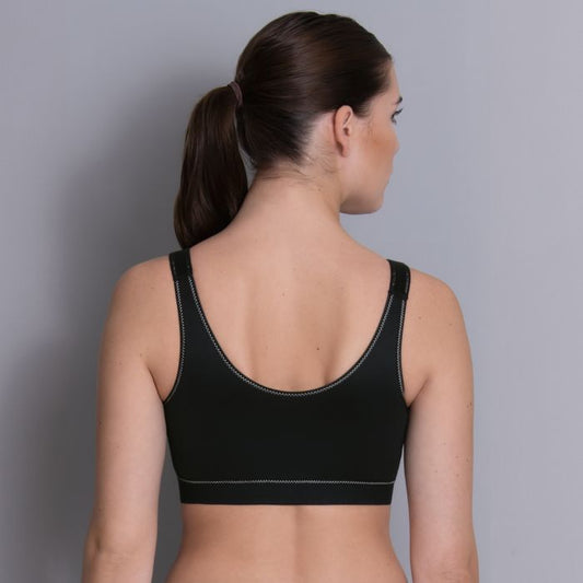 ANITA FRONT CLOSURE SPORTS BRA: BLACK