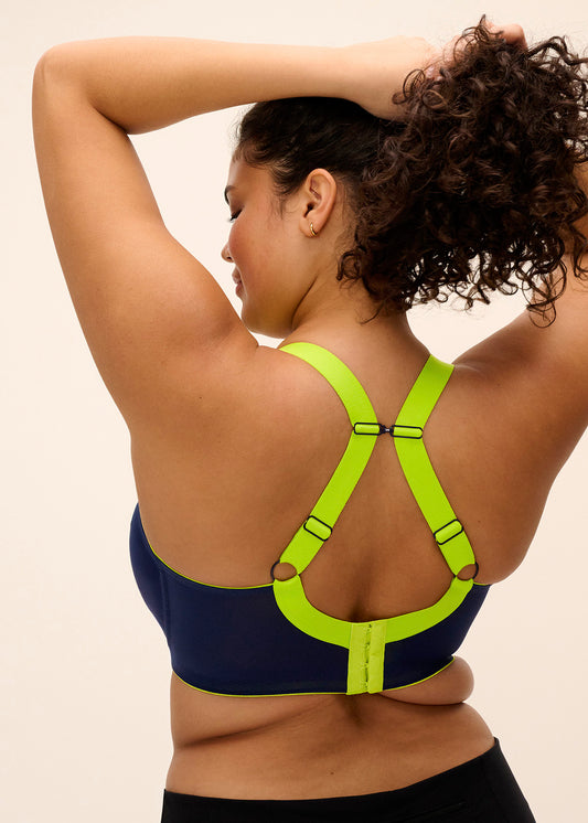 ELOMI ENERGISE SPORTS BRA: NAVY