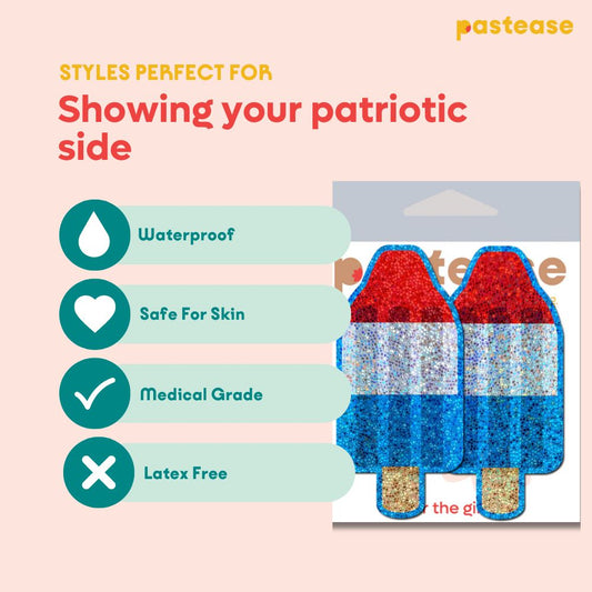 PASTEASE GLITTERING RED, WHITE & BLUE AMERICAN POP PASTIES