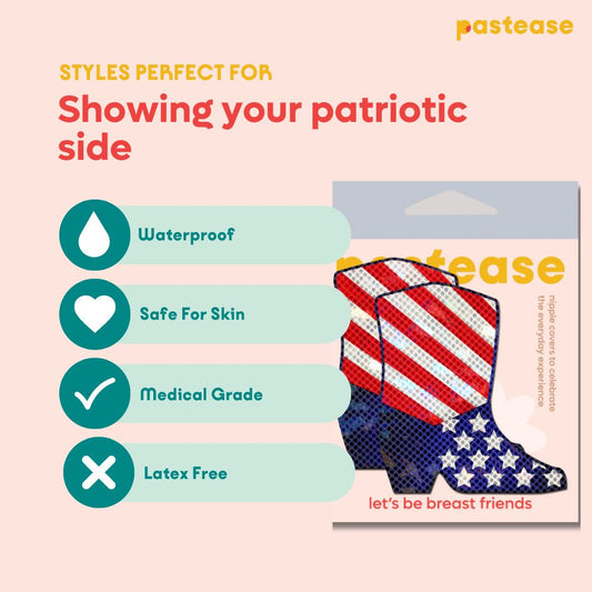 PASTEASE SPARKLING STARS & STRIPES COWBOY BOOTS PASTIES