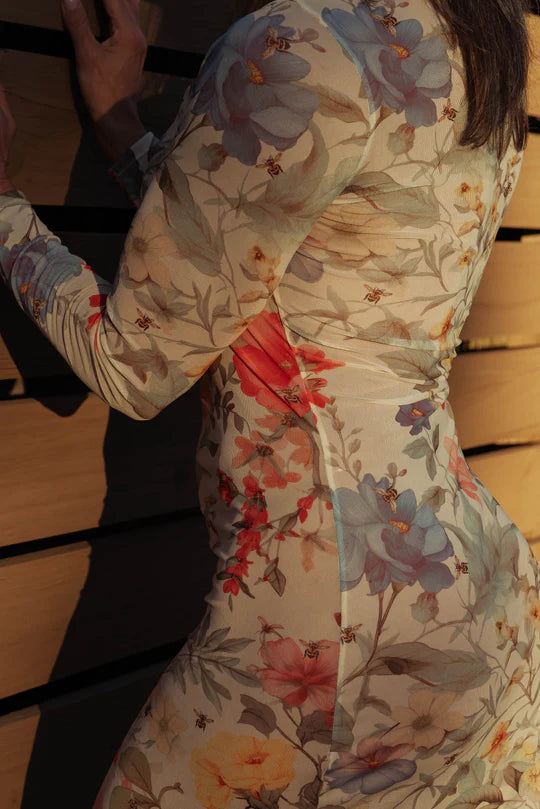 KILO BRAVA MESH MAXI DRESS: HONEYBEE FLORAL
