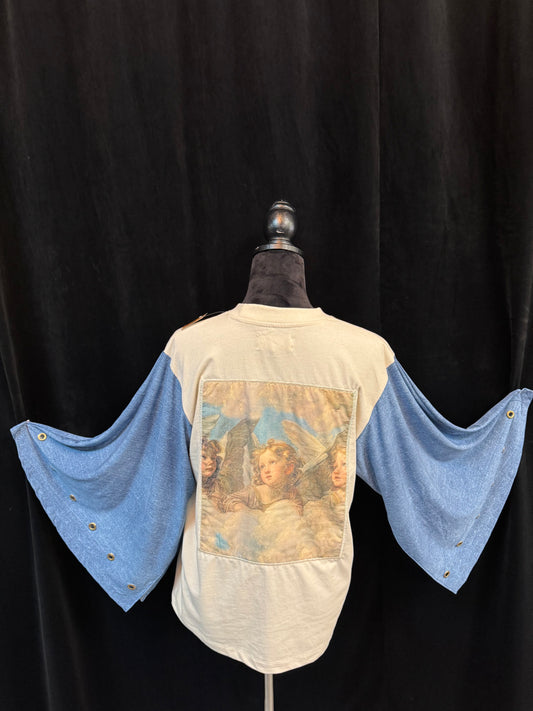 BLESSED ANGEL GROMMET SLEEVE VINTAGE TEE (SMALL)