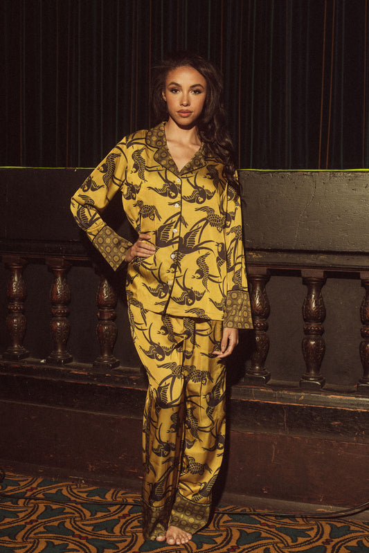 14203 KILO BRAVA LONG PJ SET: ANTIQUE SWALLOWS