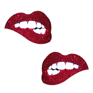 NEVA NUDE RED GLITTER LIP PASTIES: BITE ME