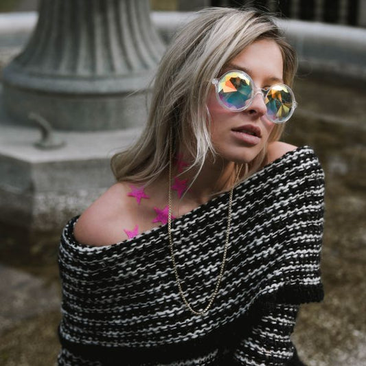 PASTEASE BODY MINI'S: 10 HOT PINK GLITTER STARS NIPPLE & BODY PASTIES