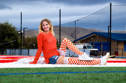 KIX'IES GAME DAY ORANGE & WHITE THIGH HIGHS
