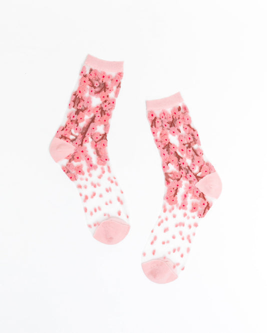 SOCK CANDY SHEER CREW SOCKS: CHERRY BLOSSOM