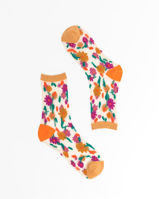 SOCK CANDY DITSY FLORAL SHEER CREW SOCKS