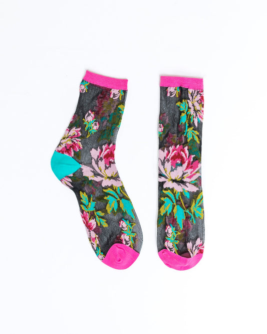 SOCK CANDY ENGLISH ROSE SHEER ANKLE SOCKS