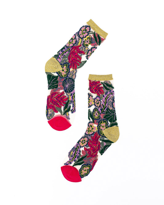 SOCK CANDY "FESTIVE FLORAL" SHEER SOCKS