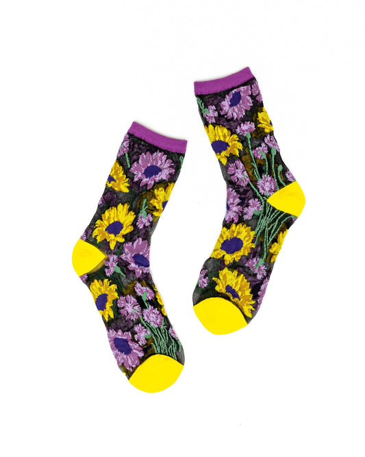 SOCK CANDY "MIXED SUNFLOWERS" SHEER SOCKS