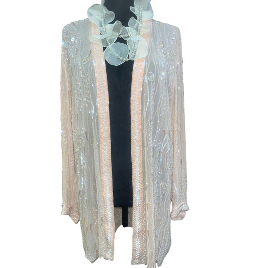 100% SILK BEADED BED/GLAM JACKET: MEDIUM/LARGE