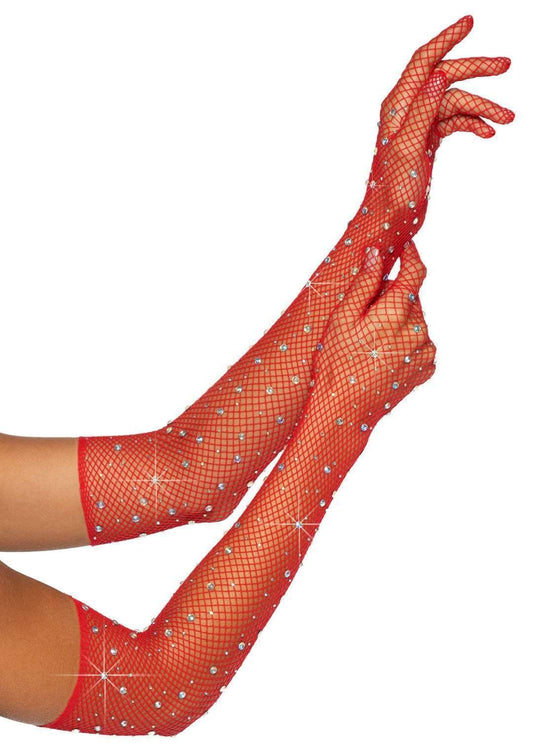 LEG AVENUE RHINESTONE FISHNET GLOVES