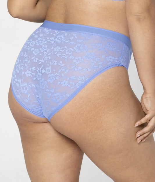 CURVY COUTURE LACE BRIEF: DENIM BLUE