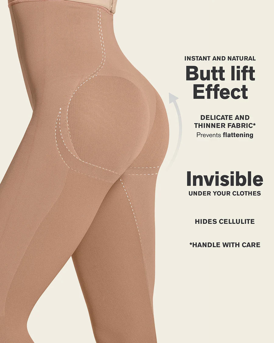 LEONISA INVISIBLE BUTT LIFTER FULL LEG BODY SHAPER: SOFT NATURAL