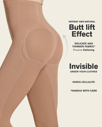 LEONISA INVISIBLE BUTT LIFTER FULL LEG BODY SHAPER: SOFT NATURAL