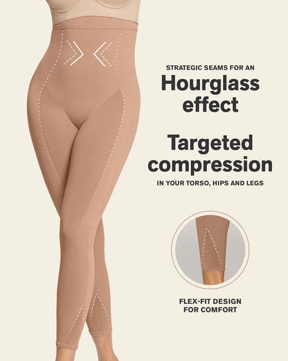 LEONISA INVISIBLE BUTT LIFTER FULL LEG BODY SHAPER: SOFT NATURAL