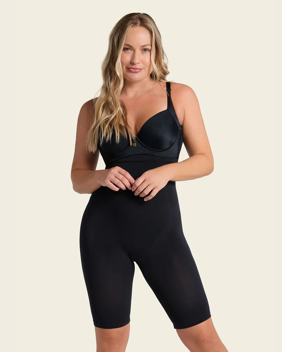 LEONISA INVISIBLE HIGH WAIST SHAPER SHORT: BLACK