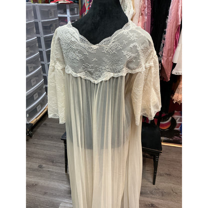 VANITY FAIR PLEATED LONG ROBE CREAM