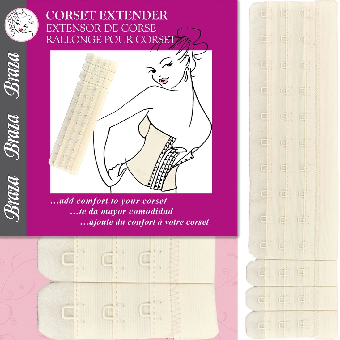 BRAZA CORSET 13-HOOK EXTENDER (IVORY)