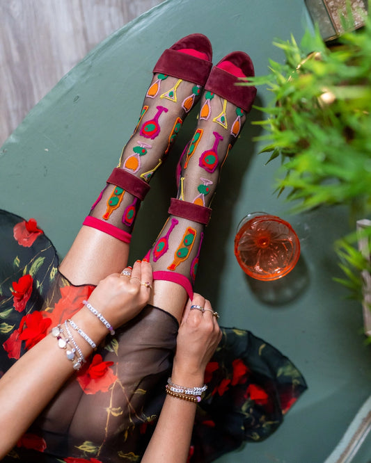 SOCK CANDY COCKTAIL HOUR BLACK CREW SOCKS