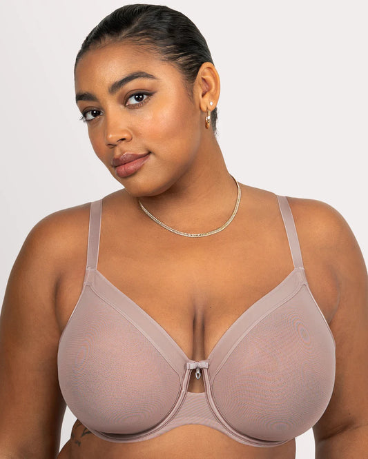 CURVY COUTURE SHEER MESH: BARK
