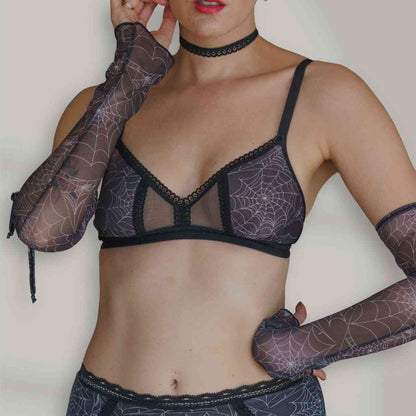 Spider's Lace Web Peekaboo Mesh Adjustable Bralette XS/S - Final few!