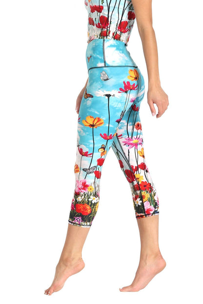 YOGA DEMOCRACY PRINTED YOGA CROPS: FLOWER BOMB