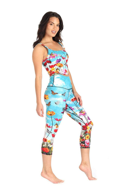 YOGA DEMOCRACY PRINTED YOGA CROPS: FLOWER BOMB