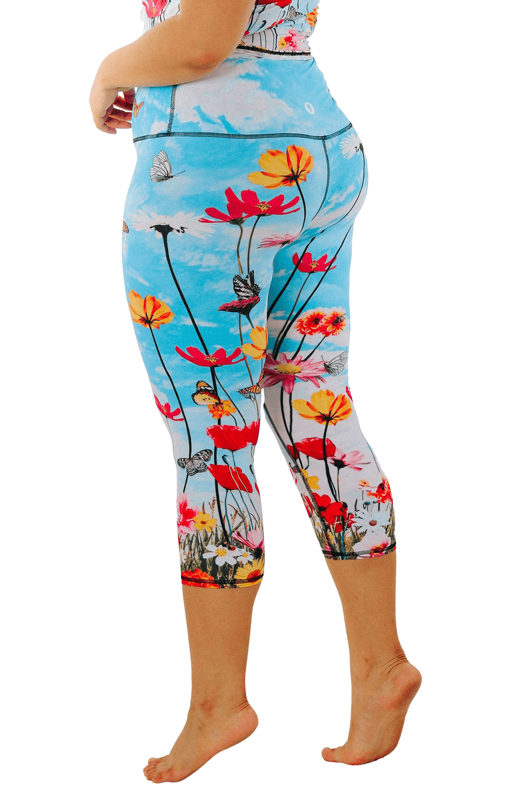 YOGA DEMOCRACY PRINTED YOGA CROPS: FLOWER BOMB