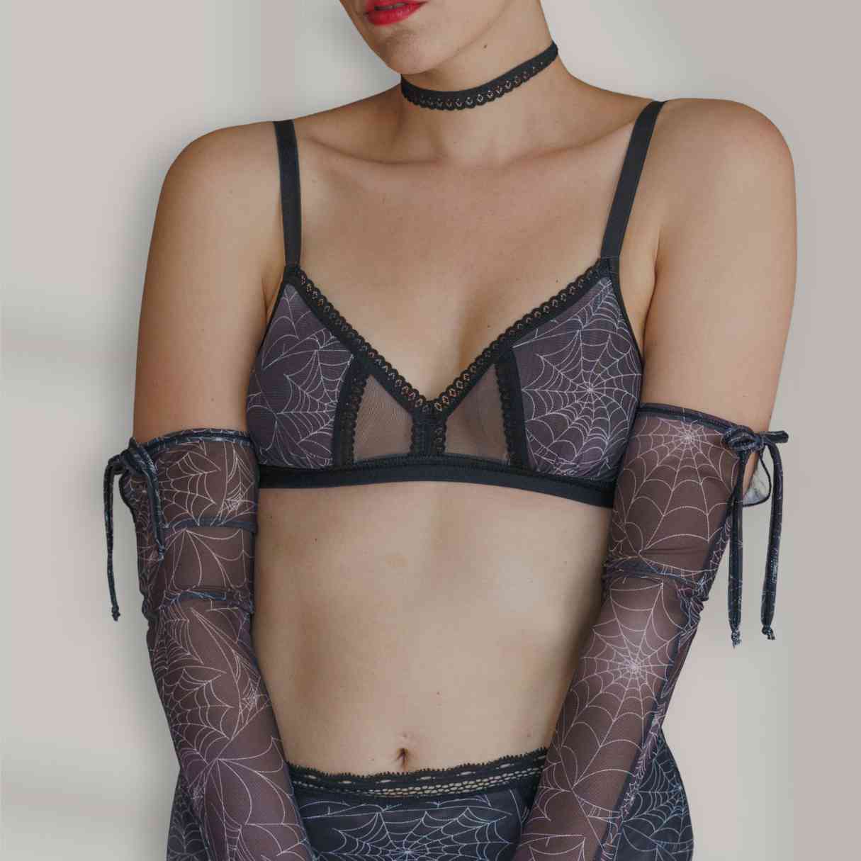 Spider's Lace Web Peekaboo Mesh Adjustable Bralette XS/S - Final few!