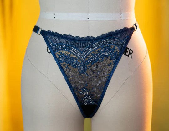 KILO BRAVA LACE G-STRING: DENIM & BRASS