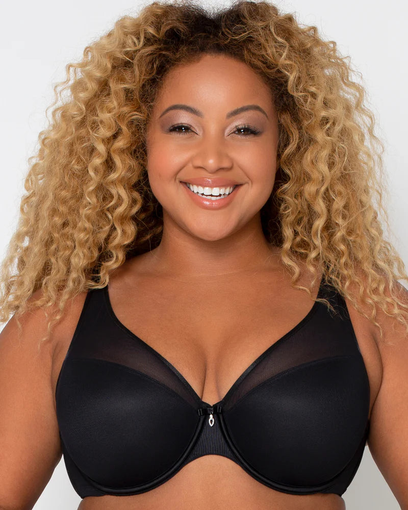 CURVY COUTOURE SHEER MESH PLUNGE