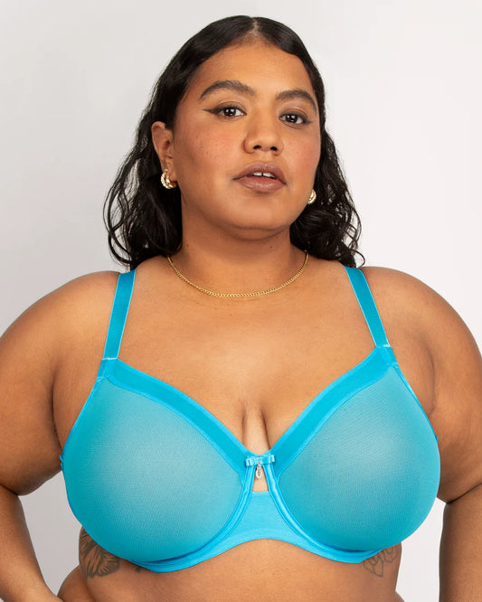 CURVY COUTURE SHEER MESH: DEEP DIVE BLUE