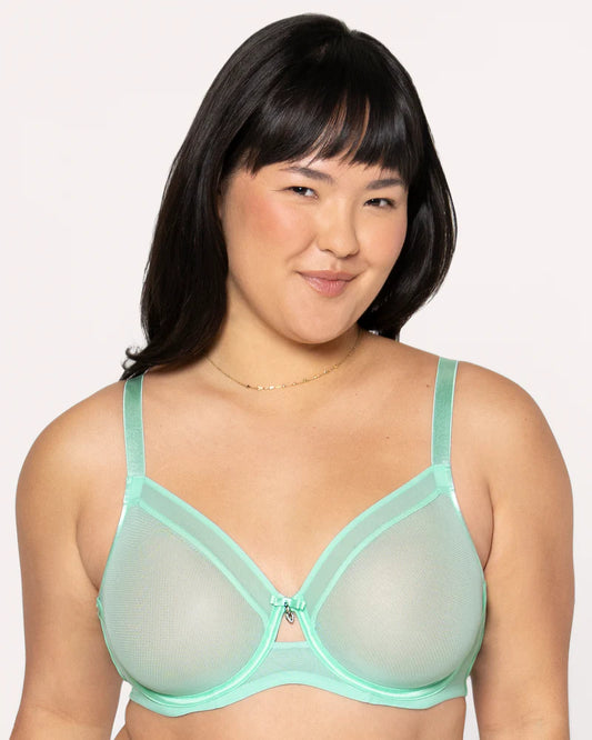 CURVY COUTURE SHEER MESH: MINT CHIP