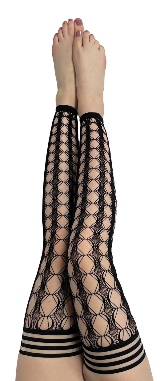 KIX'IES JO FOOTLESS CIRCLE FISHNET THIGH HIGHS