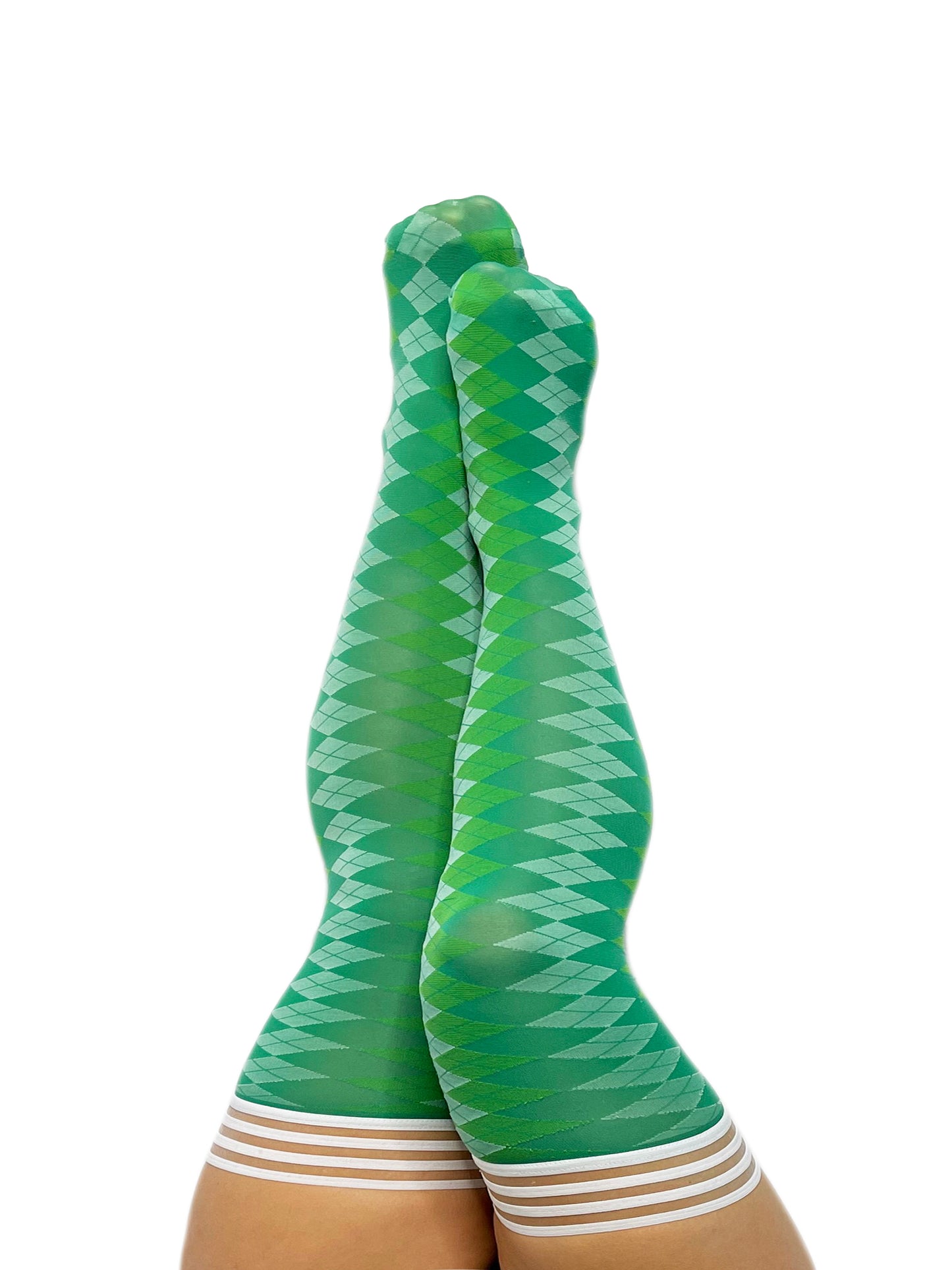 KIX'IES GOLF COLLECTION: GREEN ARGYLE THIGH HIGHS