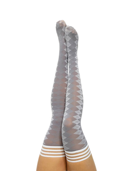 KIX'IES GOLF COLLECTION: GREY ARGYLE THIGH HIGHS