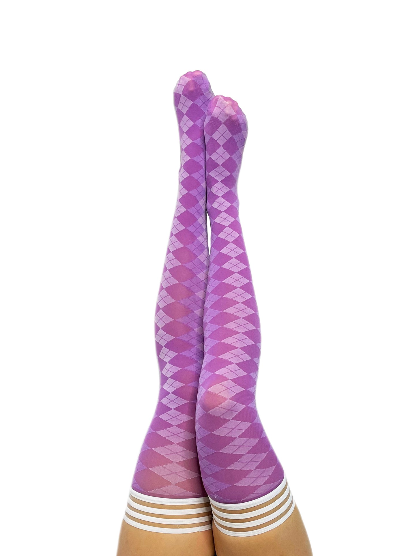KIX'IES GOLF COLLECTION: PURPLE ARGYLE THIGH HIGHS