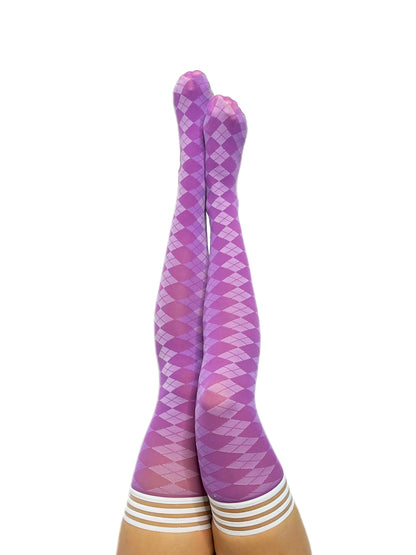 KIX'IES GOLF COLLECTION: PURPLE ARGYLE THIGH HIGHS