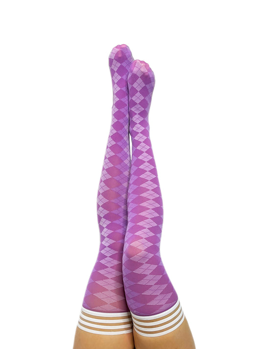 KIX'IES GOLF COLLECTION: PURPLE ARGYLE THIGH HIGHS