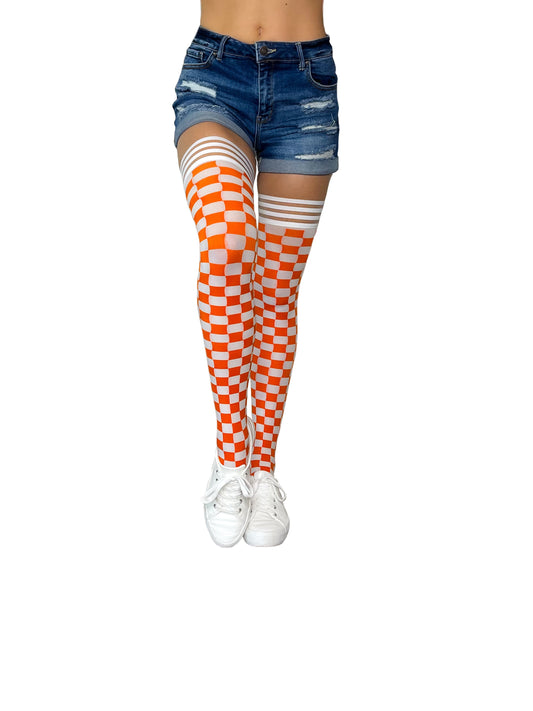KIX'IES GAME DAY ORANGE & WHITE THIGH HIGHS